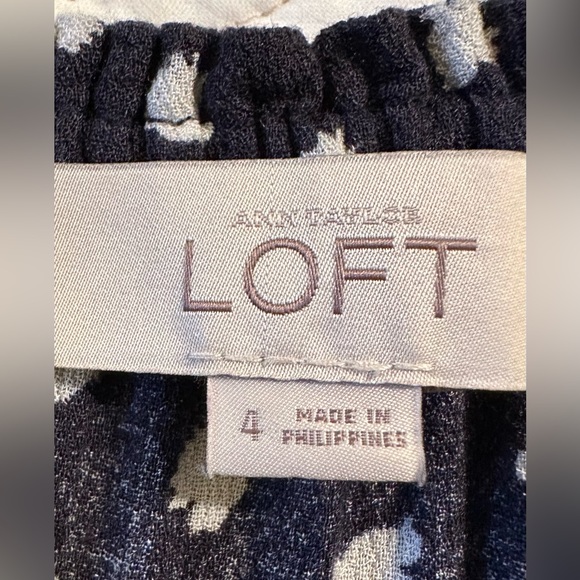 Ann Taylor LOFT Off the Shoulder Navy and White Flowy Dress - Picture 11 of 12